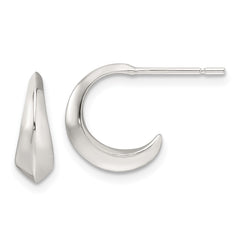 Sterling Silver Polished J-Hoop Post Earrings