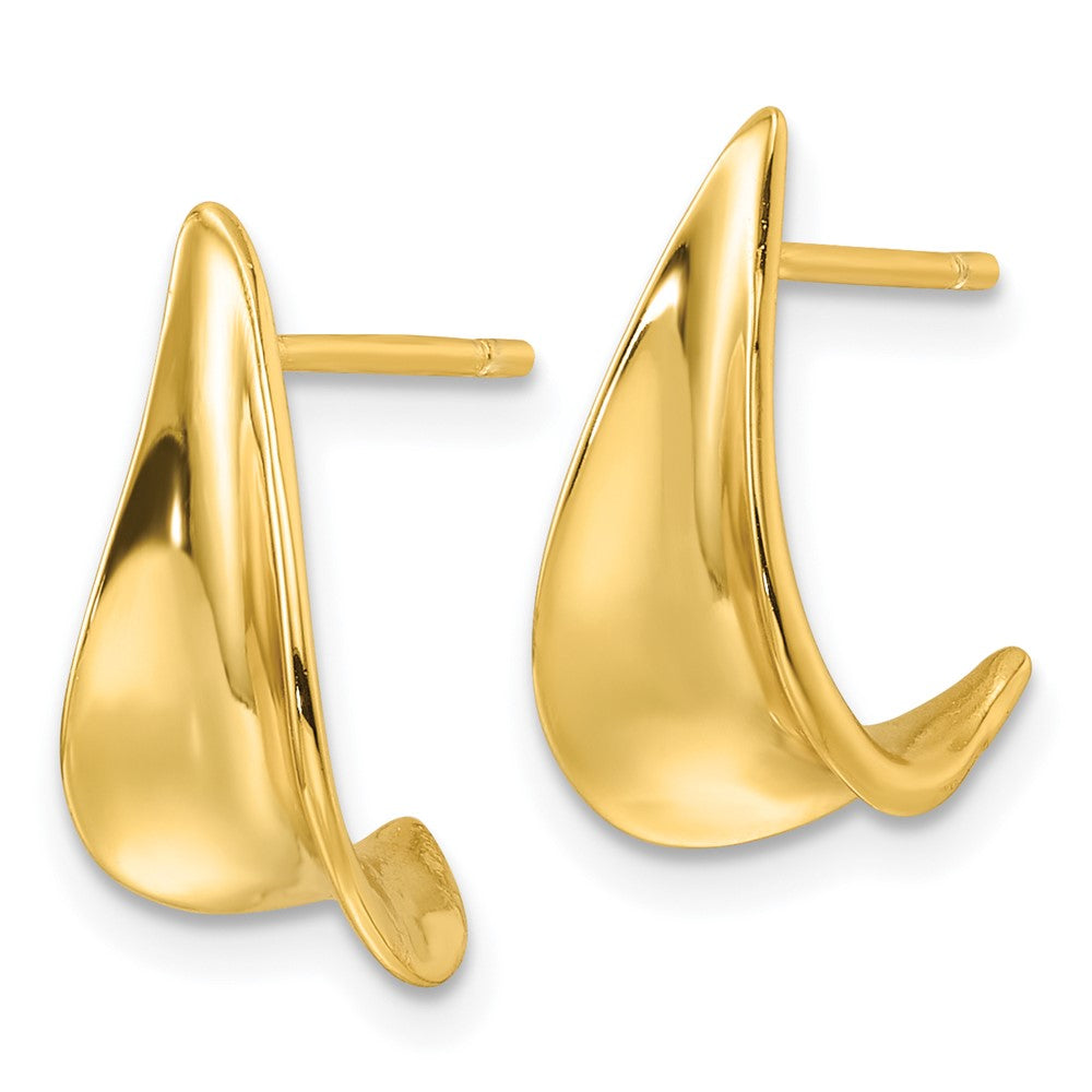 Yellow Gold-plated Sterling Silver Polished Fancy J Hoop Earrings
