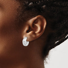 Rhodium-plated Sterling Silver Polished J-Hoop Post Earrings