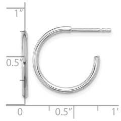 Rhodium-plated Sterling Silver Polished Round Post Hoop Earrings