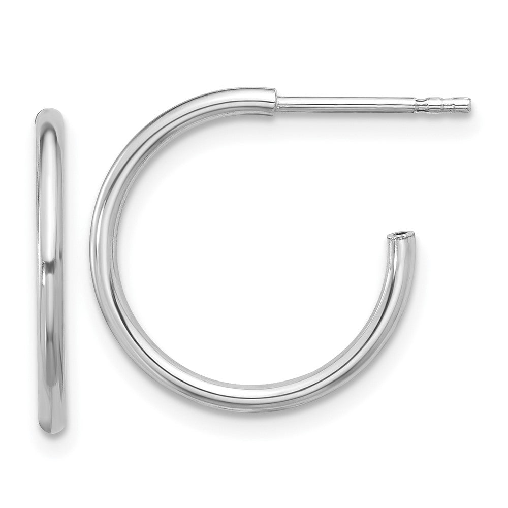 Rhodium-plated Sterling Silver Polished Round Post Hoop Earrings