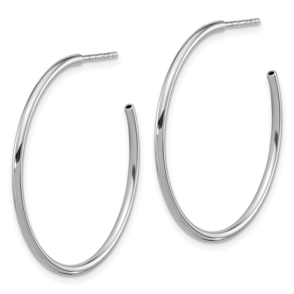 Rhodium-plated Sterling Silver Hollow Tube Post Hoop Earrings