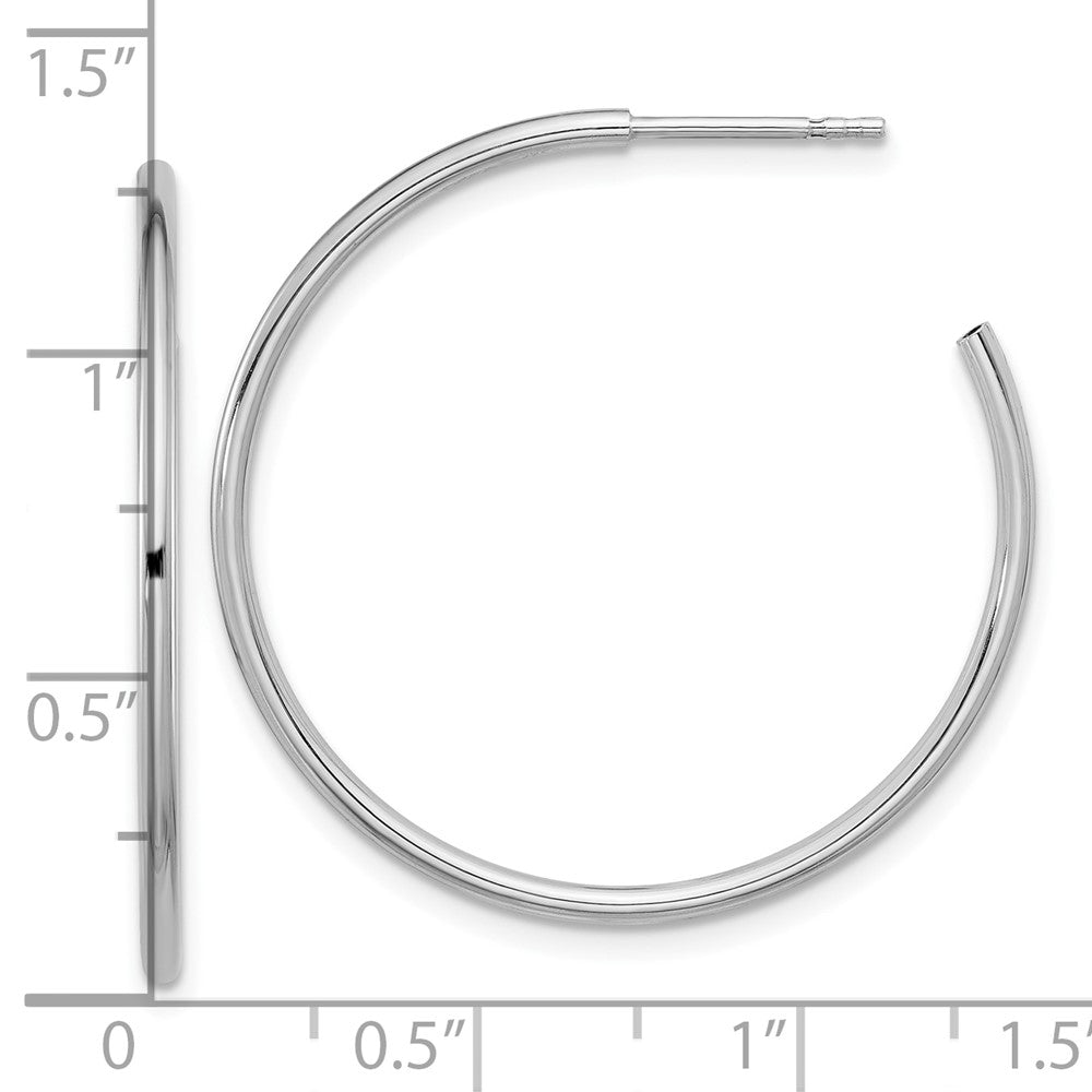 Rhodium-plated Sterling Silver Hollow Tube Post Hoop Earrings