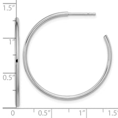 Rhodium-plated Sterling Silver Hollow Tube Post Hoop Earrings