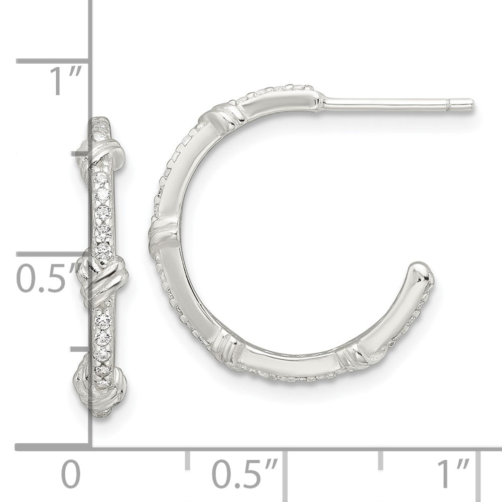 Sterling Silver E-Coating CZ Knot Post Hoop Earrings