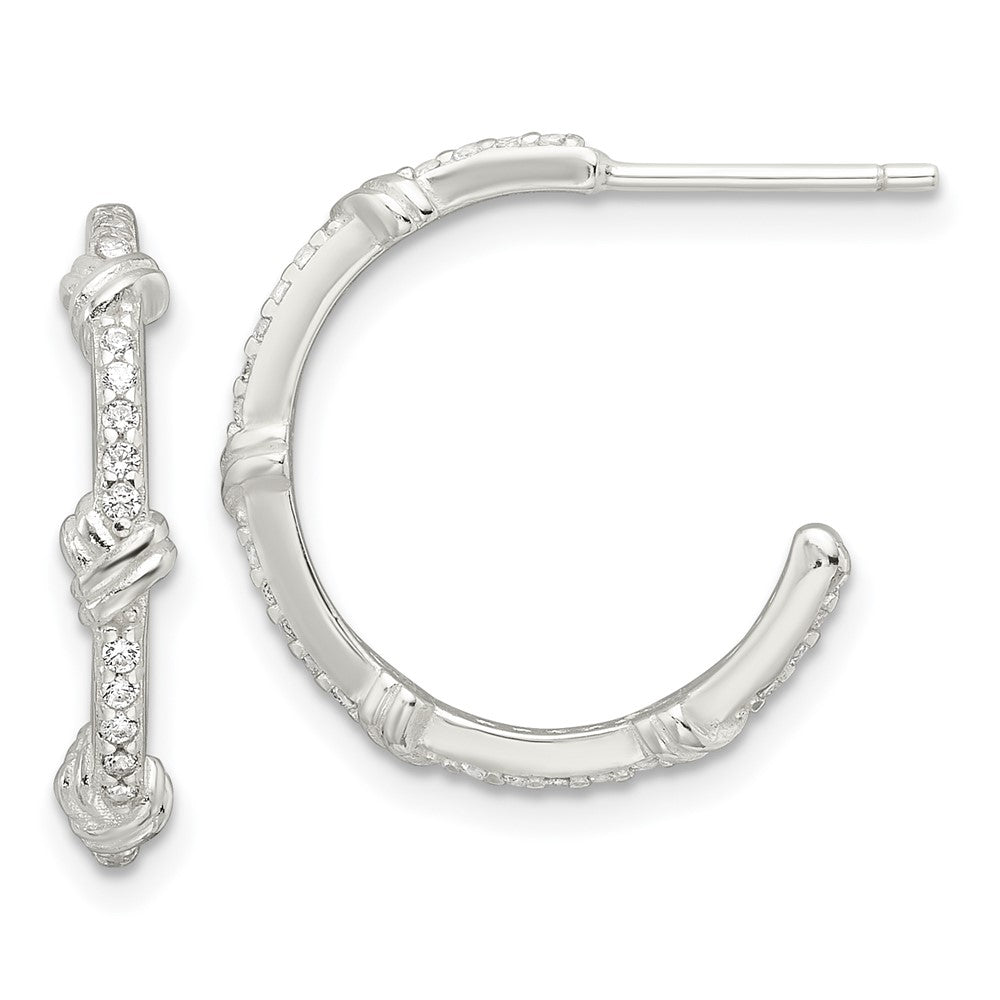 Sterling Silver E-Coating CZ Knot Post Hoop Earrings