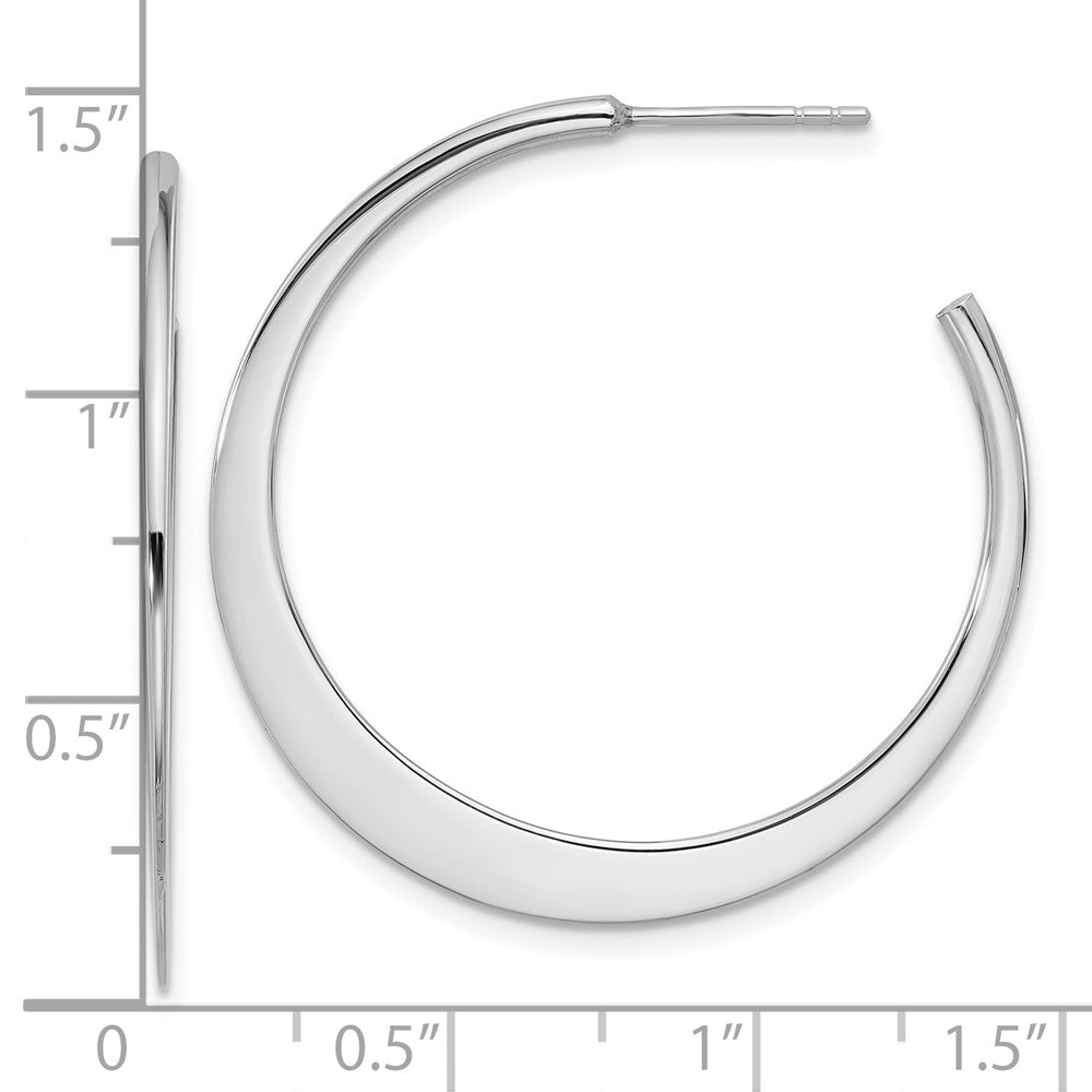 Rhodium-plated Sterling Silver Polished Post Hoop Earrings