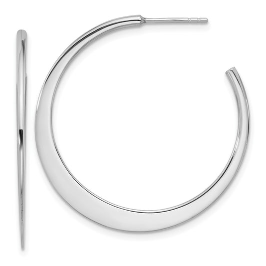 Rhodium-plated Sterling Silver Polished Post Hoop Earrings