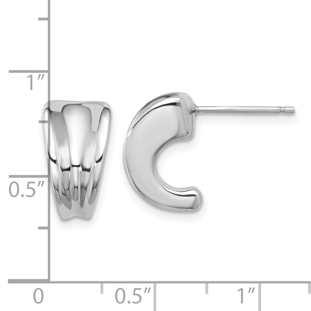 Rhodium-plated Sterling Silver Polished Graduating J-hoop Post Earrings