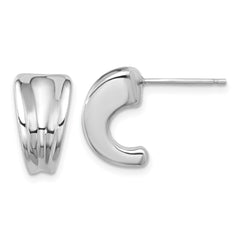 Rhodium-plated Sterling Silver Polished Graduating J-hoop Post Earrings