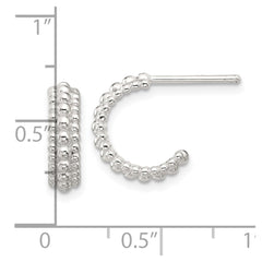 Sterling Silver E-coated Beaded Post Hoop Earrings