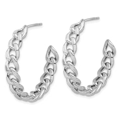 Rhodium-plated Sterling Silver Curb Link Post Hoop Earrings