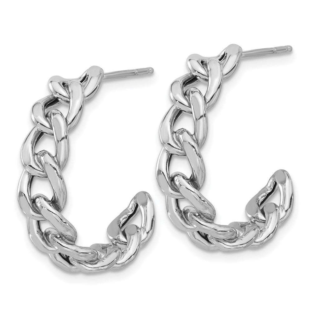 Rhodium-plated Sterling Silver Curb Link Post Hoop Earrings