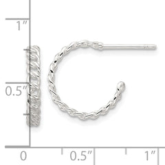 Sterling Silver E-coated Chain Design Post Hoop Earrings