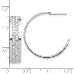 Rhodium-plated Sterling Silver Polished and Textured Hoop Earrings