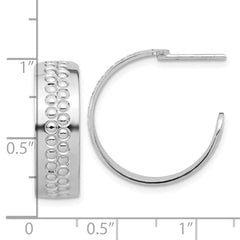 Rhodium-plated Sterling Silver Polished and Textured Hoop Earrings