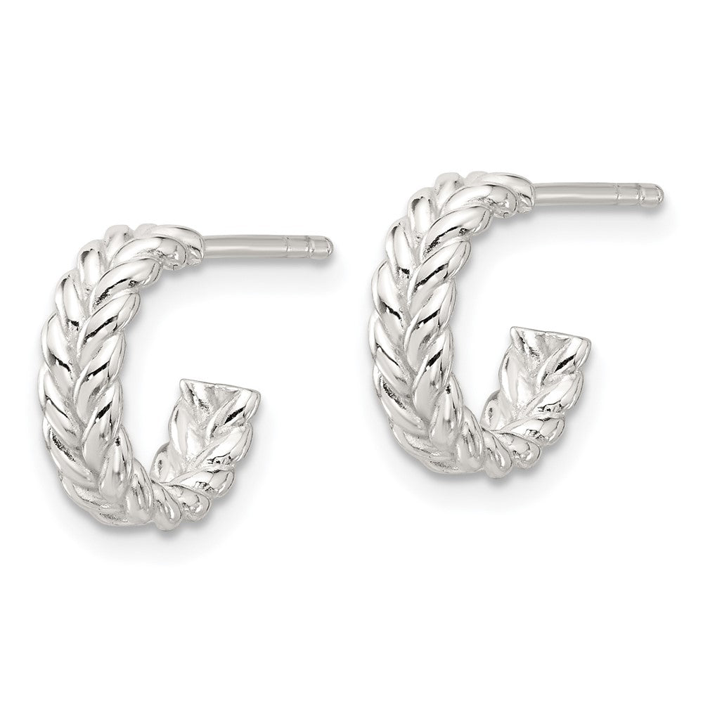 Sterling Silver E-coated Braided Post Hoop Earrings