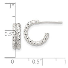 Sterling Silver E-coated Braided Post Hoop Earrings