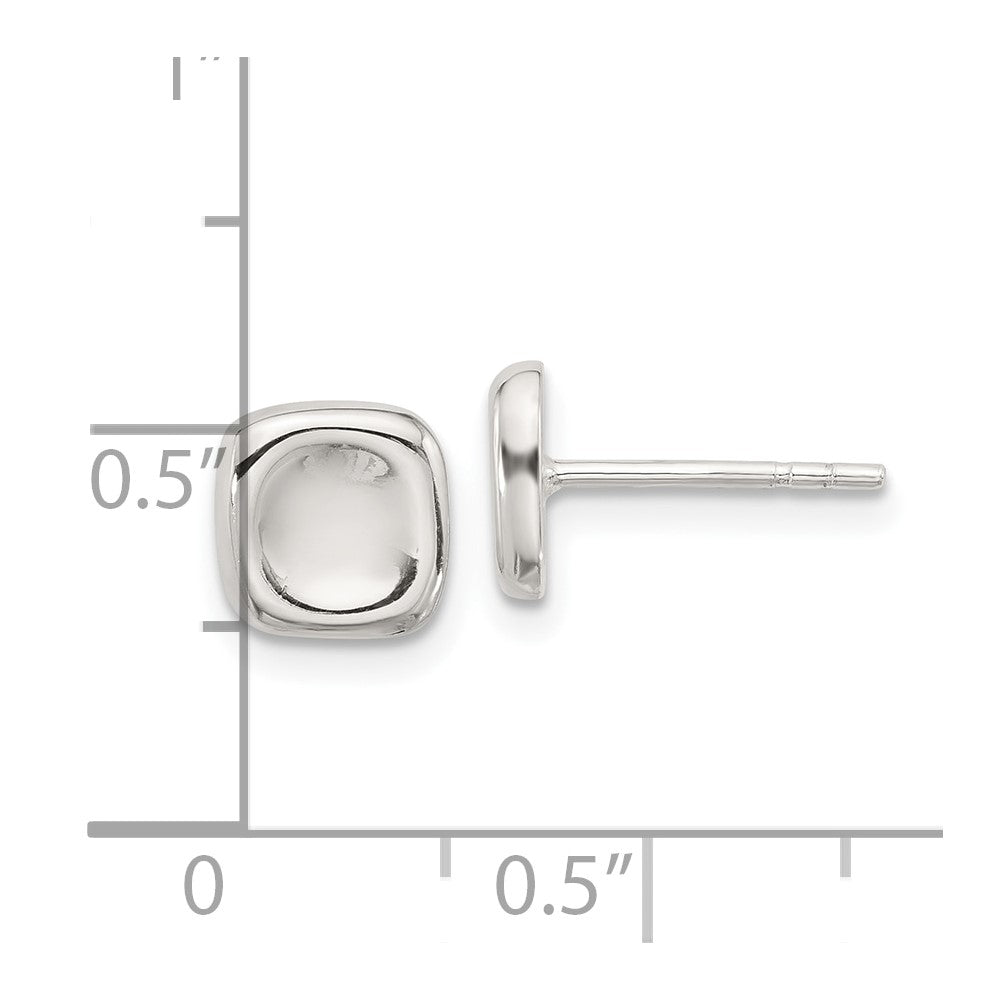 Sterling Silver Polished Wavy Puff Square Post Earrings