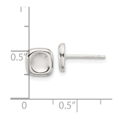 Sterling Silver Polished Wavy Puff Square Post Earrings