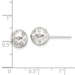 Sterling Silver Polished CZ 8.5mm Ball Stud Earrings