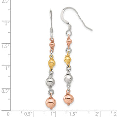 Sterling Silver, Yellow & Rose Gold-plated Beaded Dangle Earrings