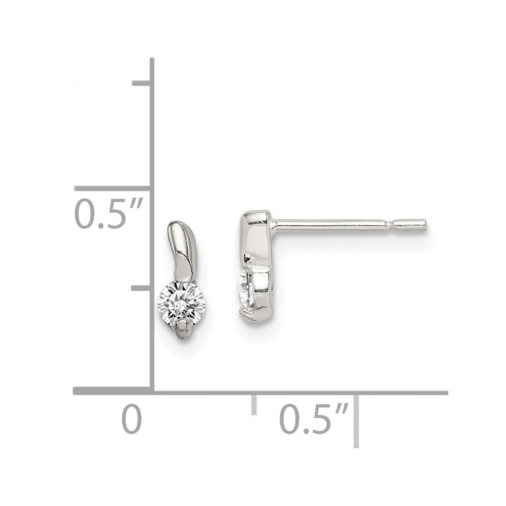 Sterling Silver Polished CZ Post Earrings