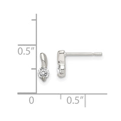 Sterling Silver Polished CZ Post Earrings