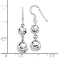 Sterling Silver Polished Knot Dangle Shepherd Hook Earrings