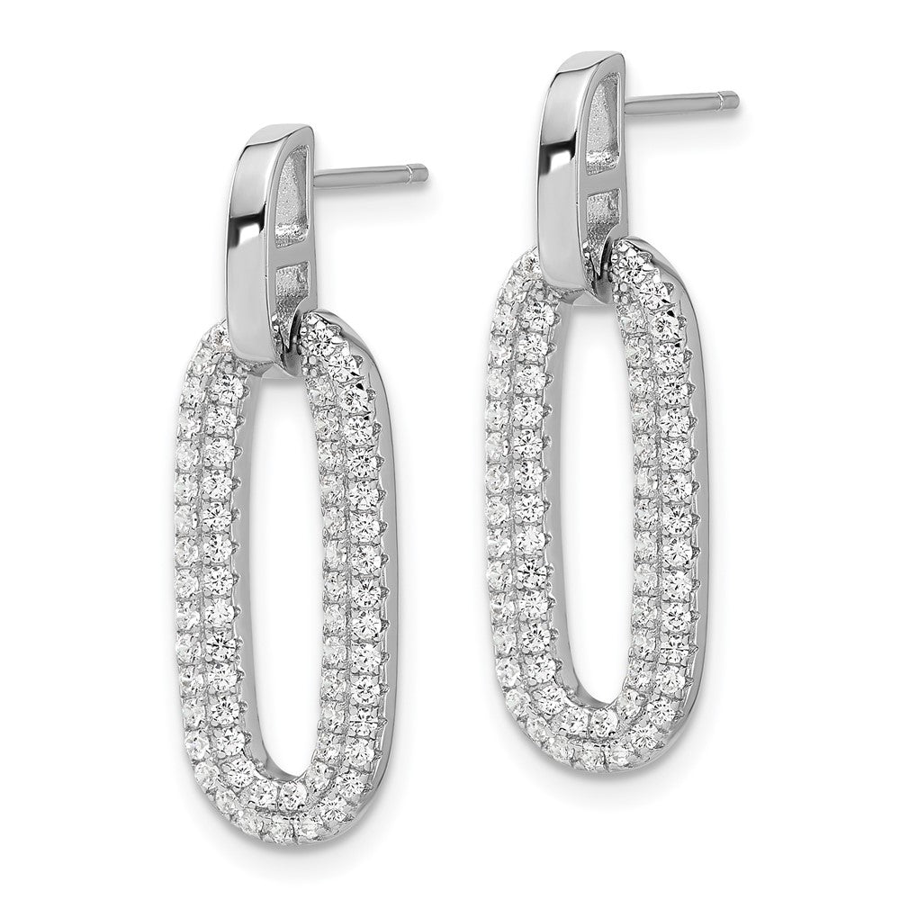 Rhodium-plated Sterling Silver Micro Pave CZ Post Dangle Earrings