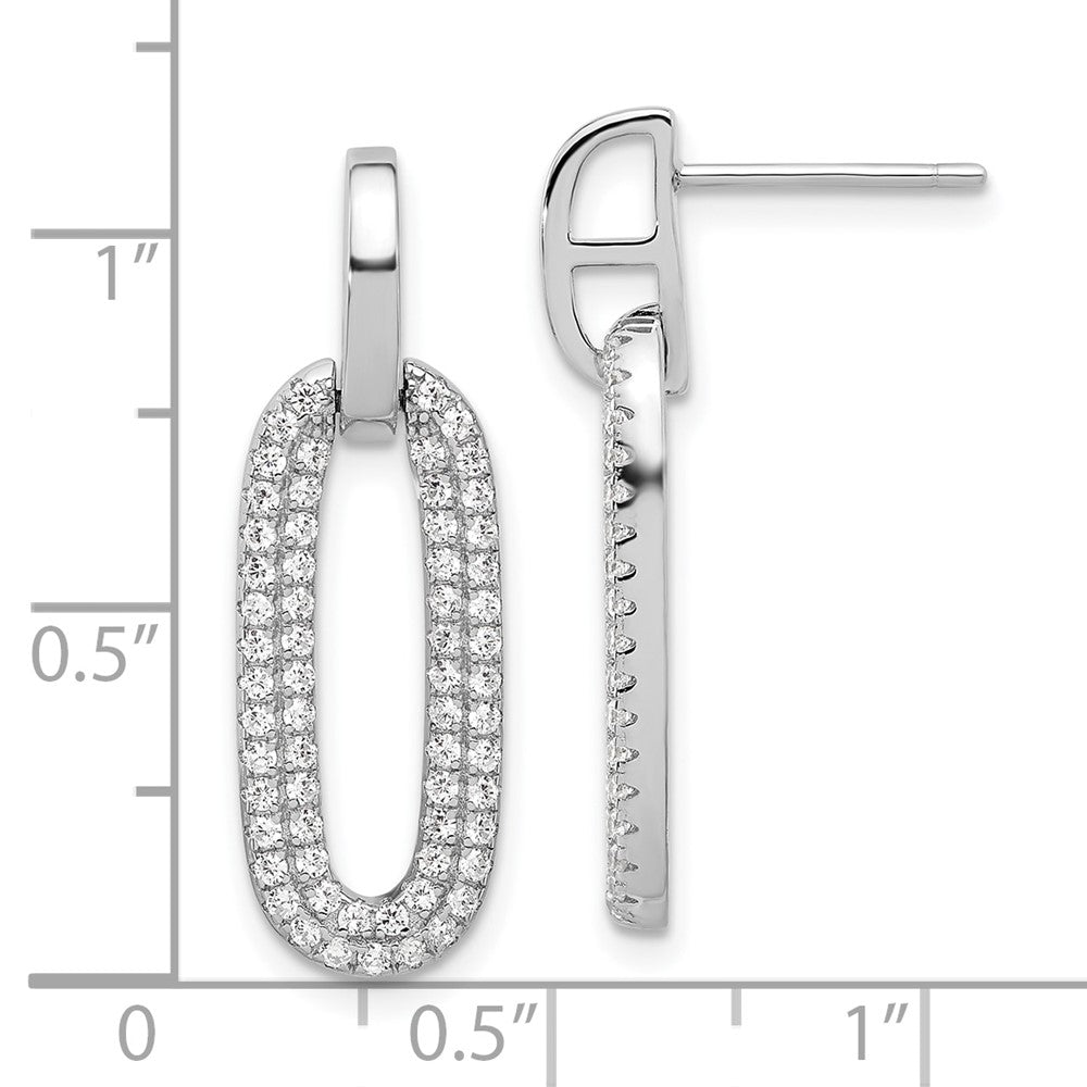 Rhodium-plated Sterling Silver Micro Pave CZ Post Dangle Earrings