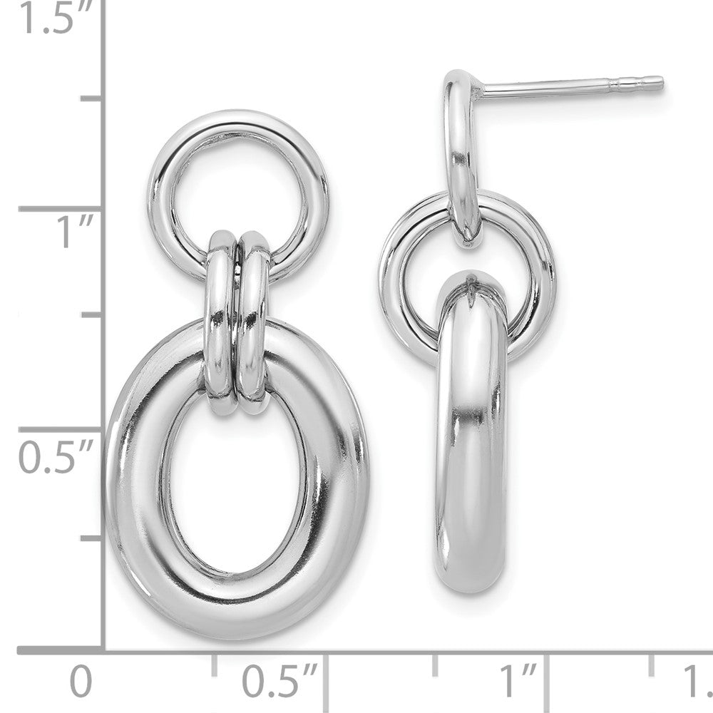 Rhodium-plated Sterling Silver Hollow Link Post Dangle Earrings