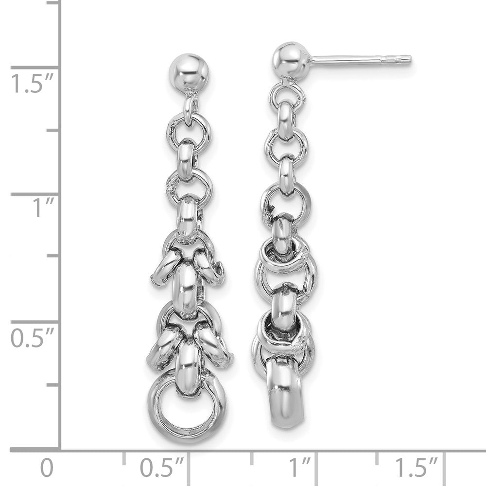 Rhodium-plated Sterling Silver Fancy Dangle Post Earrings