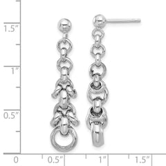 Rhodium-plated Sterling Silver Fancy Dangle Post Earrings