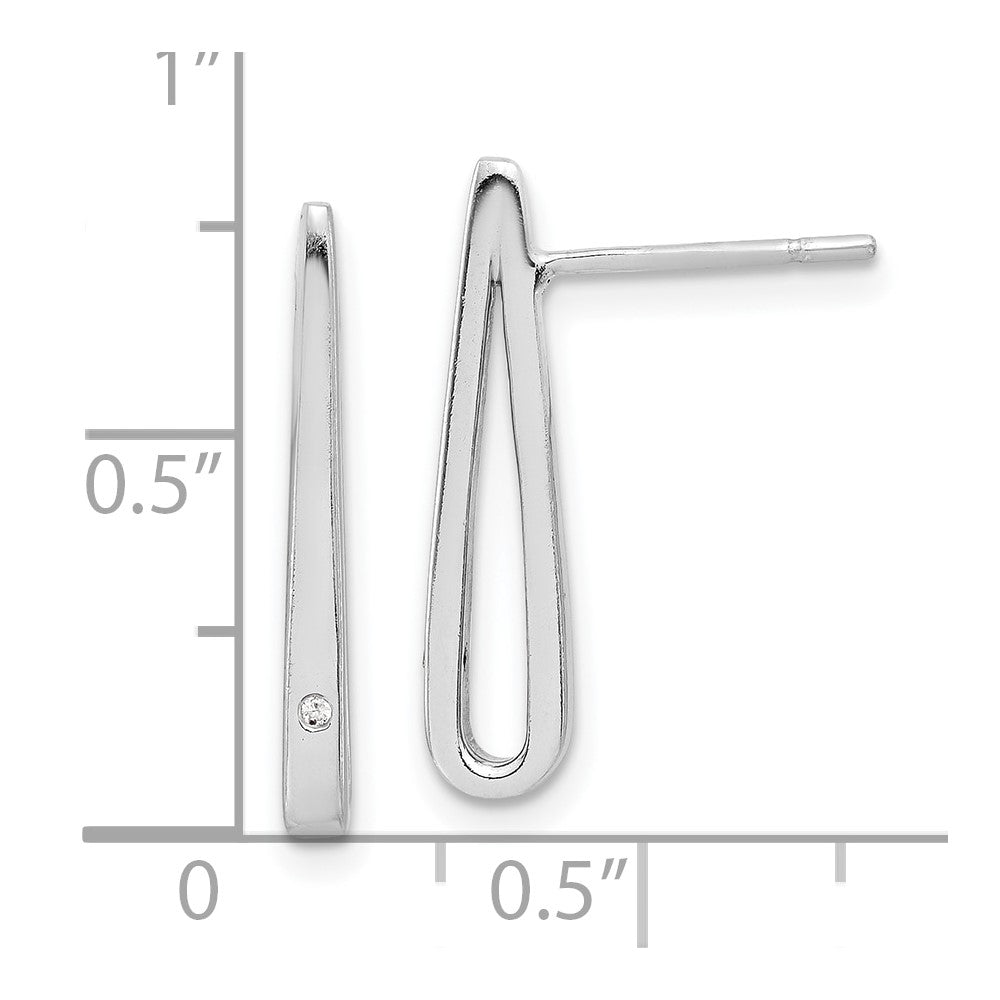 Sterling Silver Polished CZ Teardrop Post Earrings