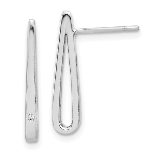 Sterling Silver Polished CZ Teardrop Post Earrings