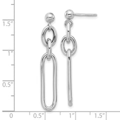 Rhodium-plated Sterling Silver Paperclip Dangle Post Earrings