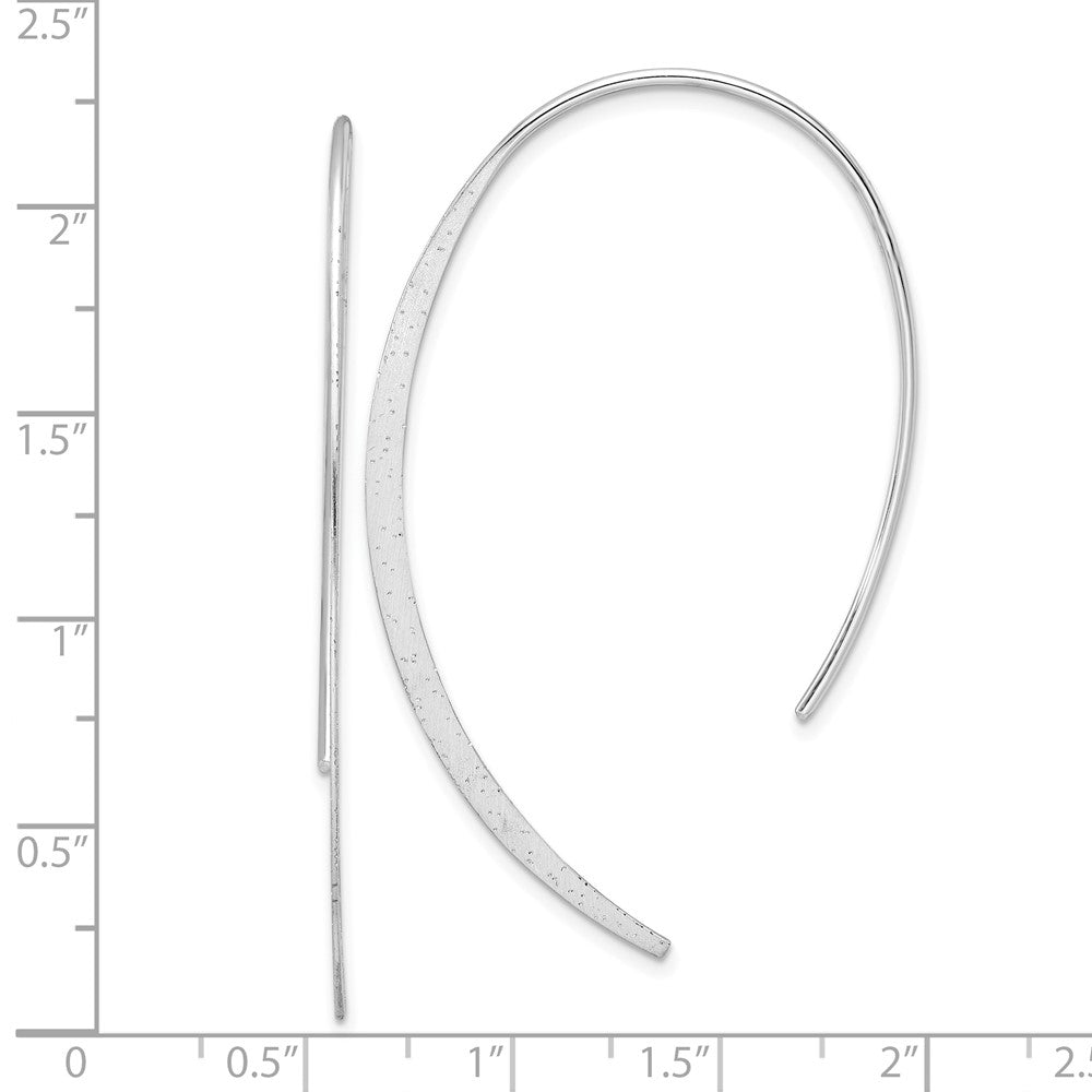 Rhodium-plated Sterling Silver Brushed and Lasered Threader Earrings