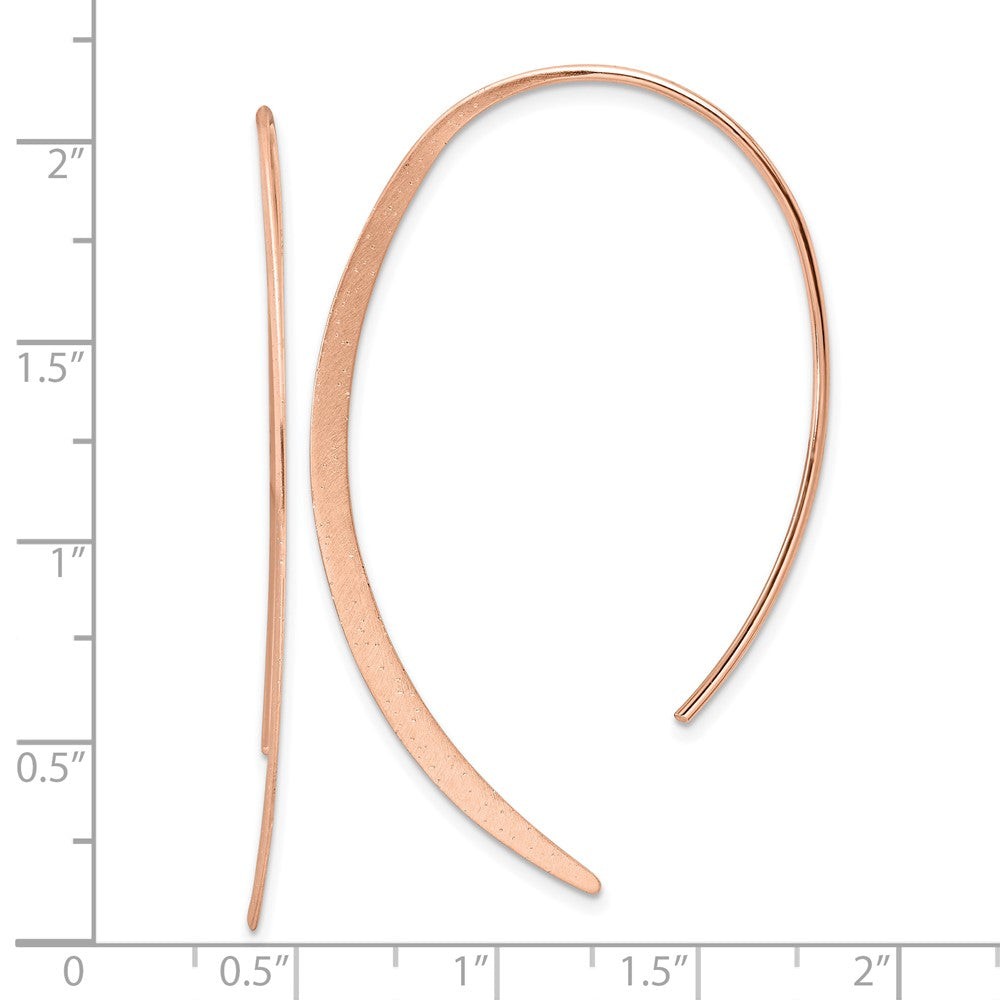 Sterling Silver Rose Gold-plated Brushed and Lasered Threader Earrings