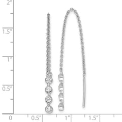 Sterling Silver Polished CZ Threader Earrings