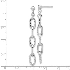 Rhodium-plated Sterling Silver Textured Chain Post Dangle Earrings