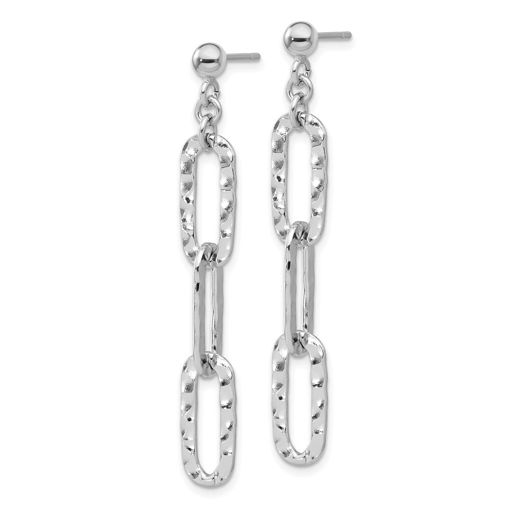 Rhodium-plated Sterling Silver Hammered Chain Post Dangle Earrings