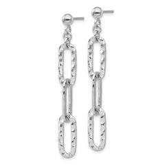 Rhodium-plated Sterling Silver Hammered Chain Post Dangle Earrings