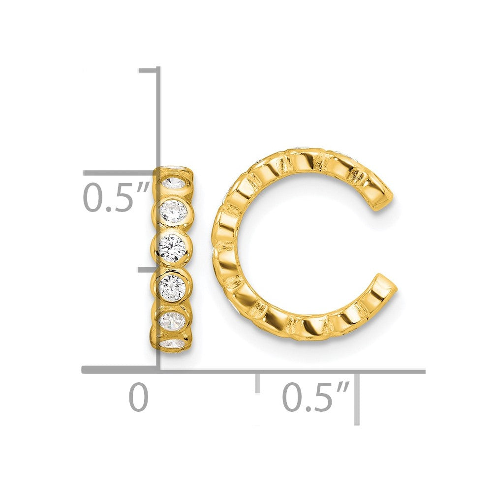 Yellow Gold-plated Sterling Silver CZ Pair of 2 Ear Cuffs