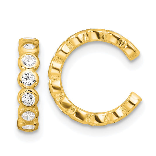 Yellow Gold-plated Sterling Silver CZ Pair of 2 Ear Cuffs
