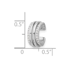 Rhodium-plated Sterling Silver Polished with CZ Single Cuff Earrings