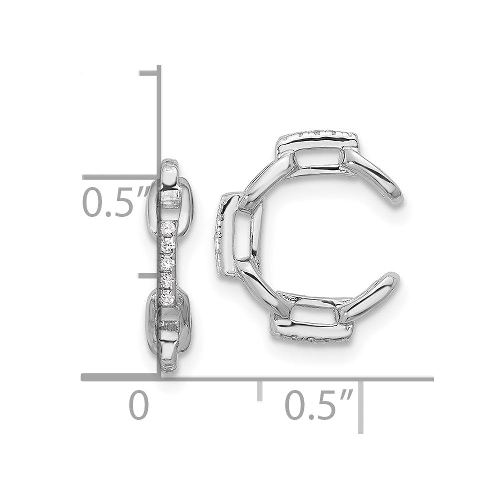 Rhodium-plated Sterling Silver CZ Chain Link Design Pair of 2 Ear Cuffs
