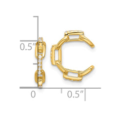 Yellow Gold-plated Sterling Silver CZ Chain Link Design Pair of 2 Ear Cuffs