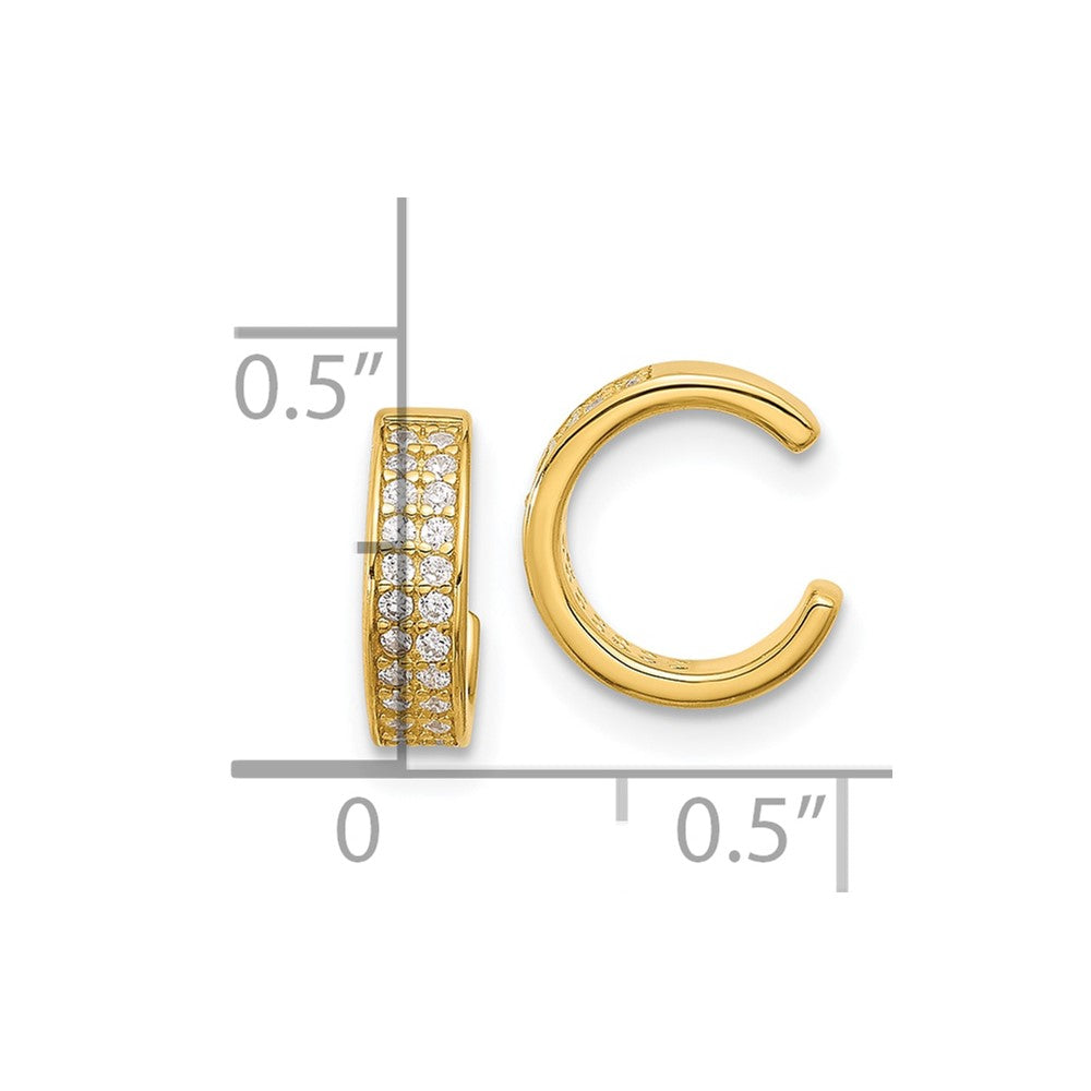 Yellow Gold-plated Sterling Silver CZ Pair of 2 Ear Cuffs