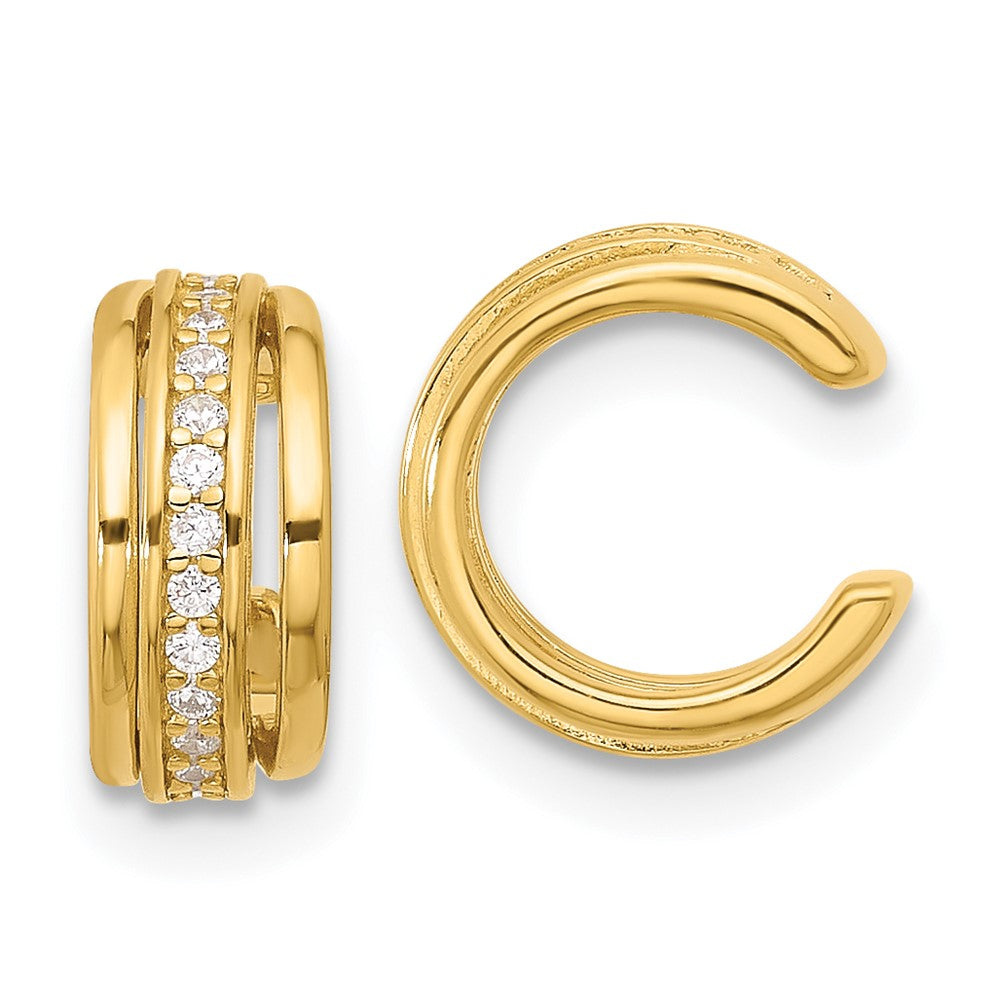 Yellow Gold-plated Sterling Silver CZ Pair of 2 Ear Cuffs